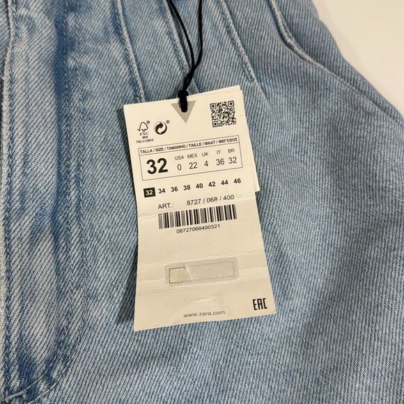 Zara High Waist Light Blue Women's Shorts NWT - Picture 5 of 6